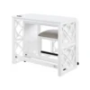 Syna 3 Piece Nesting Desk and Stool Set, White Wood, Gray Polyester