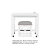 Syna 3 Piece Nesting Desk and Stool Set, White Wood, Gray Polyester