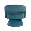 Lessa Swivel Accent Chair, Teal Blue, Round Base, Soft Foam Cushion