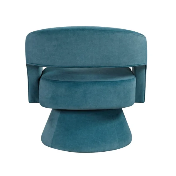 Lessa Swivel Accent Chair, Teal Blue, Round Base, Soft Foam Cushion