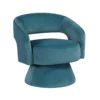 Lessa Swivel Accent Chair, Teal Blue, Round Base, Soft Foam Cushion