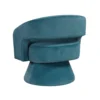 Lessa Swivel Accent Chair, Teal Blue, Round Base, Soft Foam Cushion