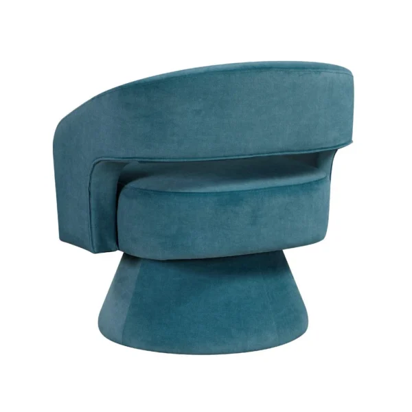 Lessa Swivel Accent Chair, Teal Blue, Round Base, Soft Foam Cushion