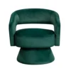 Lessa Swivel Accent Chair, Emrald Green, Round Base, Soft Foam Cushion