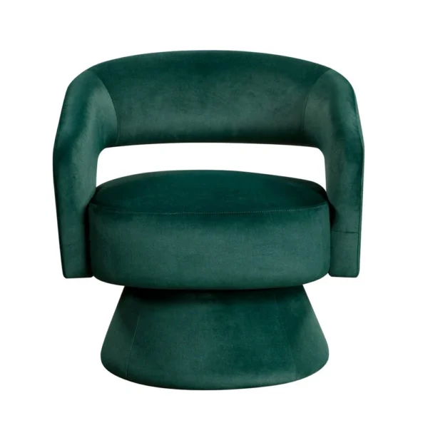 Lessa Swivel Accent Chair, Emrald Green, Round Base, Soft Foam Cushion