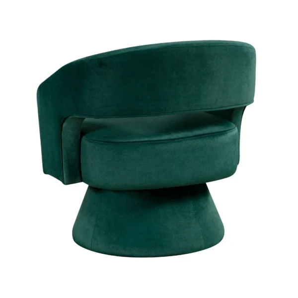Lessa Swivel Accent Chair, Emrald Green, Round Base, Soft Foam Cushion