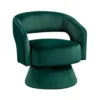 Lessa Swivel Accent Chair, Emrald Green, Round Base, Soft Foam Cushion