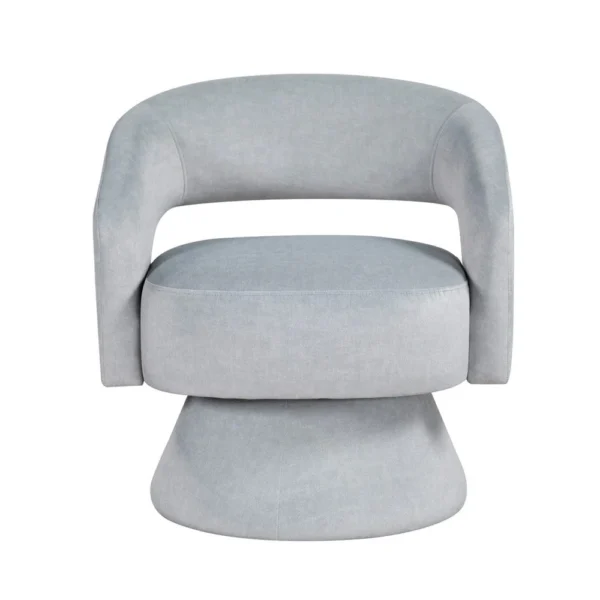Lessa Swivel Accent Chair, Light Gray, Round Base, Soft Foam Cushion
