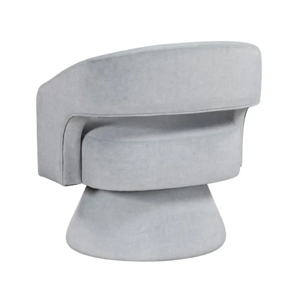 Lessa Swivel Accent Chair, Light Gray, Round Base, Soft Foam Cushion