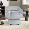 Lessa Swivel Accent Chair, Light Gray, Round Base, Soft Foam Cushion
