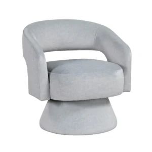 Lessa Swivel Accent Chair, Light Gray, Round Base, Soft Foam Cushion