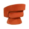 Lessa Swivel Accent Chair, Orange, Round Base, Soft Foam Cushion