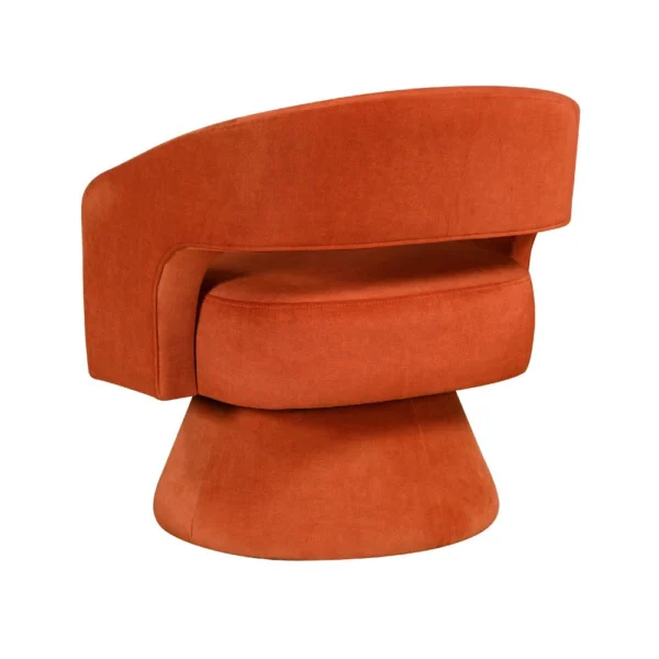 Lessa Swivel Accent Chair, Orange, Round Base, Soft Foam Cushion