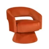 Lessa Swivel Accent Chair, Orange, Round Base, Soft Foam Cushion