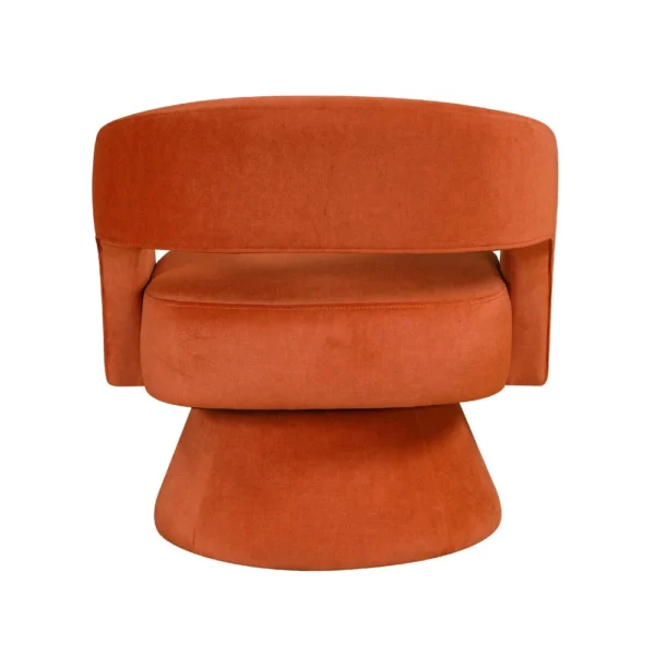 Lessa Swivel Accent Chair, Orange, Round Base, Soft Foam Cushion