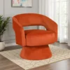 Lessa Swivel Accent Chair, Orange, Round Base, Soft Foam Cushion