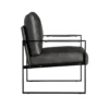 Mackie Accent Armchair, Dark Gray Faux Leather, Black Metal Frame