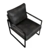 Mackie Accent Armchair, Dark Gray Faux Leather, Black Metal Frame