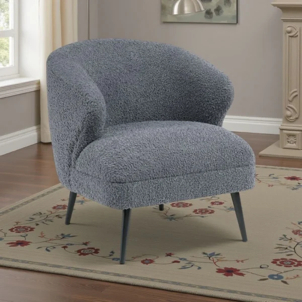 BM336014_5 Neda Accent Chair, Soft Dark Gray Boucle, Curved Barrel Back
