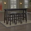 BM336035_5 Casy 4pc Bar Height Table Set, 3 Contoured Stools, Black Rubberwood