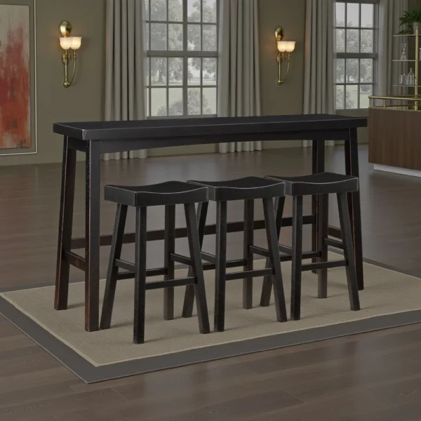 BM336035_5 Casy 4pc Bar Height Table Set, 3 Contoured Stools, Black Rubberwood