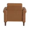 Lo Accent Armchair w Rolled Arms, Mid Century Brown Faux Leather