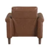 Lo Accent Chair w Rolled Arms, Mid Century Dark Brown Faux Leather