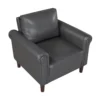 Lo Accent Chair w Rolled Arms, Midcentury Dark Gray Faux Leather