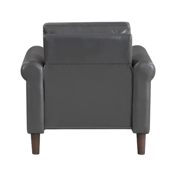 Lo Accent Chair w Rolled Arms, Midcentury Dark Gray Faux Leather