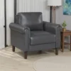 Lo Accent Chair w Rolled Arms, Midcentury Dark Gray Faux Leather