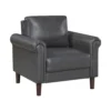 Lo Accent Chair w Rolled Arms, Midcentury Dark Gray Faux Leather