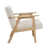 Cathy Accent Club Armchair, Soft Beige, Natural Brown Wood Frame