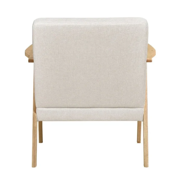 Cathy Accent Club Armchair, Soft Beige, Natural Brown Wood Frame