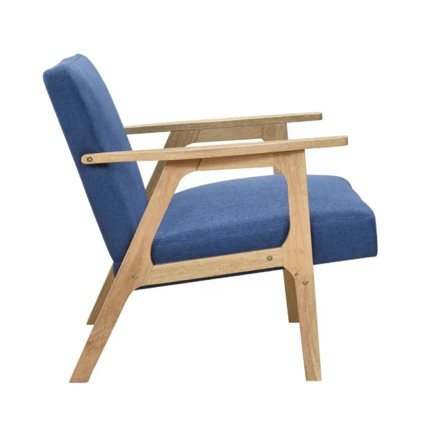 Cathy Accent Club Armchair, Soft Blue, Natural Brown Wood Frame