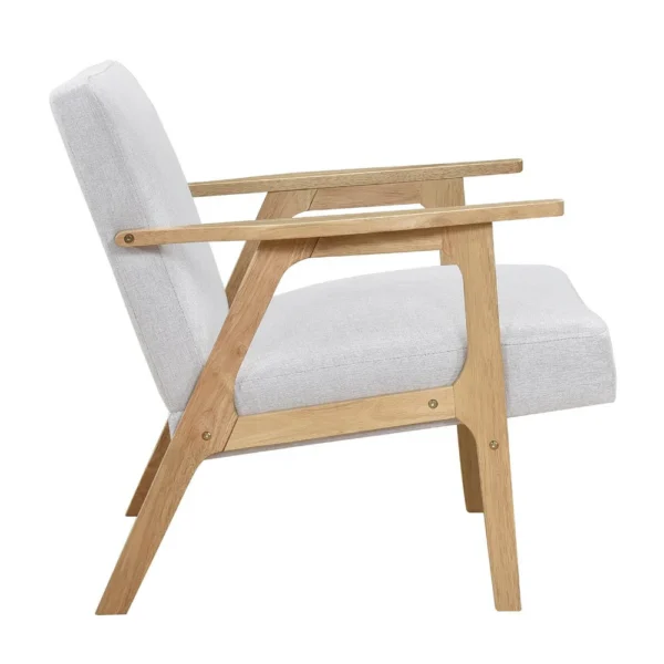 Cathy Accent Club Armchair, Soft Light Gray, Natural Brown Wood