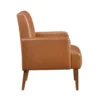Nier Accent Club Chair, Matte Brown Faux Leather, Solid Wood Frame