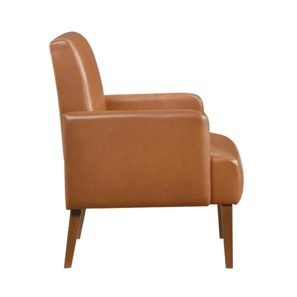 Nier Accent Club Chair, Matte Brown Faux Leather, Solid Wood Frame