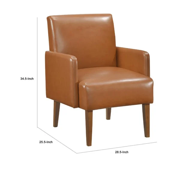 Nier Accent Club Chair, Matte Brown Faux Leather, Solid Wood Frame