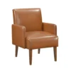 Nier Accent Club Chair, Matte Brown Faux Leather, Solid Wood Frame
