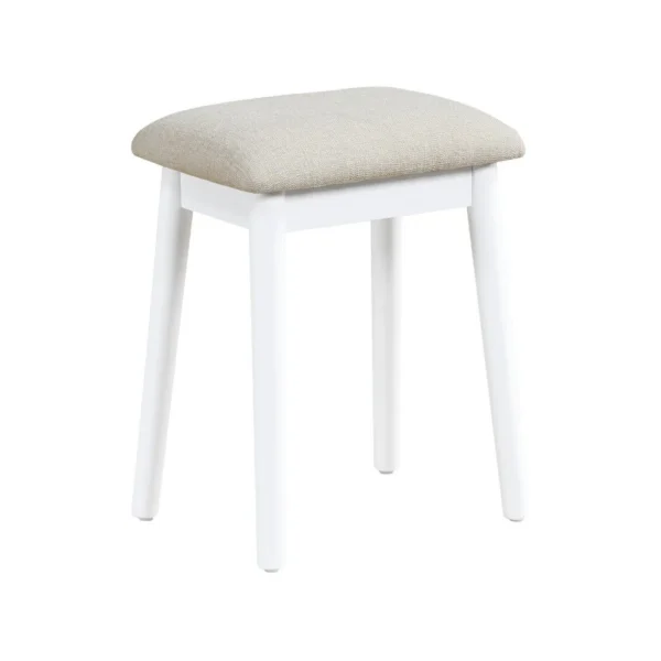 Anvy Vanity Desk Set with Mirror and Stool, 4 Drawers, White Wood