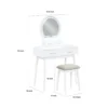 Anvy Vanity Desk Set with Mirror and Stool, 4 Drawers, White Wood