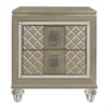 Loy Nightstand, 2 Drawers, Champagne Gold Metallic, Mirror Trim