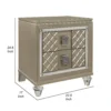 Loy Nightstand, 2 Drawers, Champagne Gold Metallic, Mirror Trim