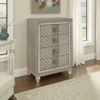 Loy Tall Dresser Chest, 4 Drawers Champagne Gold Metallic, Mirror Trim