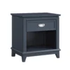 Sely Nightstand, 1 Drawer w Open Cubby, Navy Blue Wood, Ring Handle