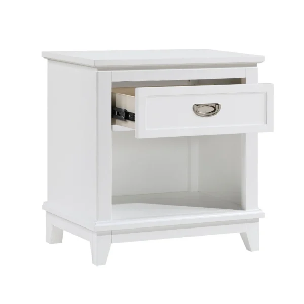 BM336219_3_06343d1a-f81d-4b2d-988b-3afe4db1820a Sely Nightstand, 1 Drawer w Open Cubby, White Wood, Ring Handle