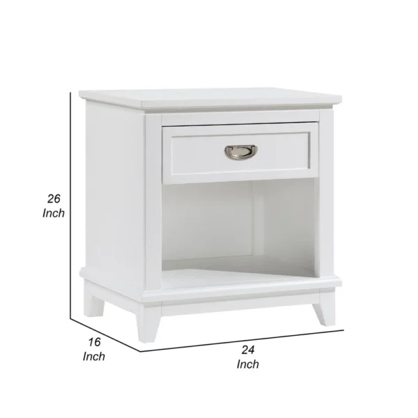 BM336219_4_99feb9c5-6162-405b-8295-b5dd24f6f0be Sely Nightstand, 1 Drawer w Open Cubby, White Wood, Ring Handle