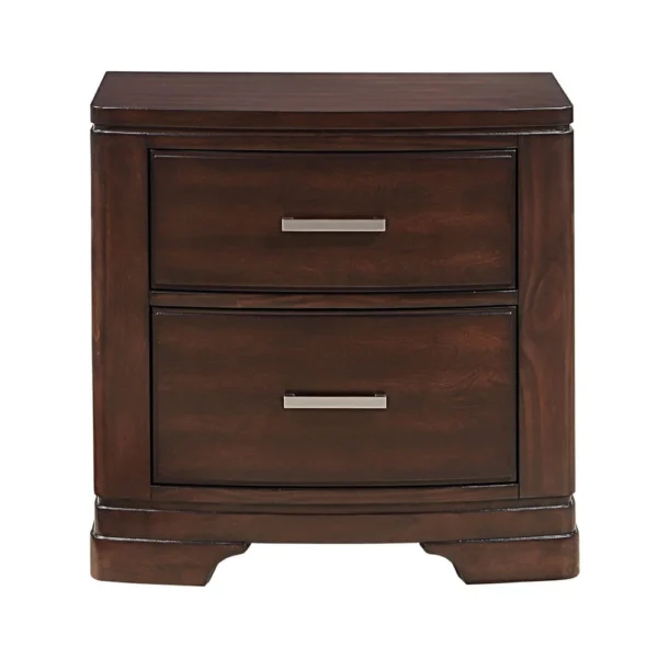 Hudy 2 Drawer Nightstand, 26 Inch, Cherry Brown Birch Veneer