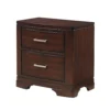 Hudy 2 Drawer Nightstand, 26 Inch, Cherry Brown Birch Veneer