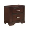 Hudy 2 Drawer Nightstand, 26 Inch, Cherry Brown Birch Veneer